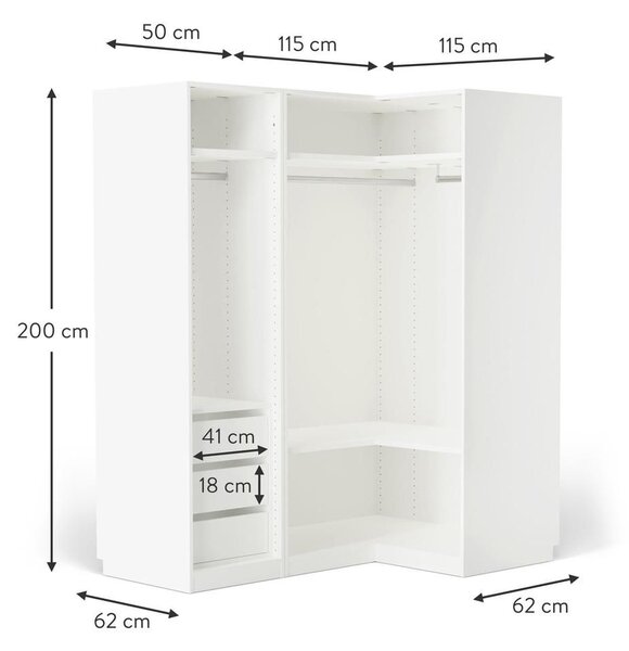 Narożna szafa modułowa Leon, 165 cm, różne warianty