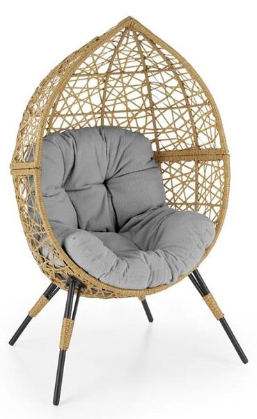 Pleciony fotel ogrodowy z poduszką boho | Umeblowana.com