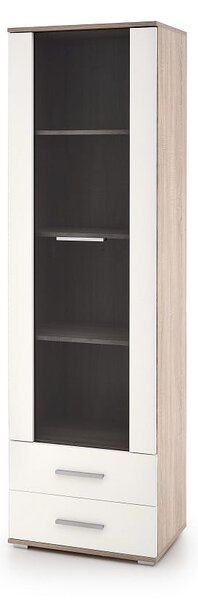 Wąska witryna z szufladami sonoma/biel | Umeblowana.com