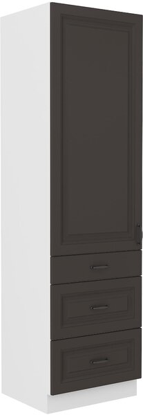 Wysoka szafka kuchenna słupek z szufladami STILO 60 DKS-210 3S 1F Grafit/Biały