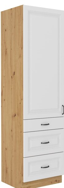 Wysoka szafka kuchenna słupek z szufladami STILO 60 DKS-210 3S 1F Biały/Dąb Artisan