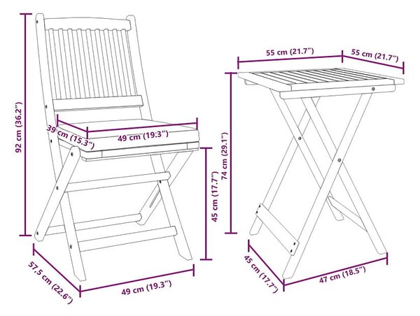 Stolik z krzesłami na balkon + poduszki | Umeblowana.com