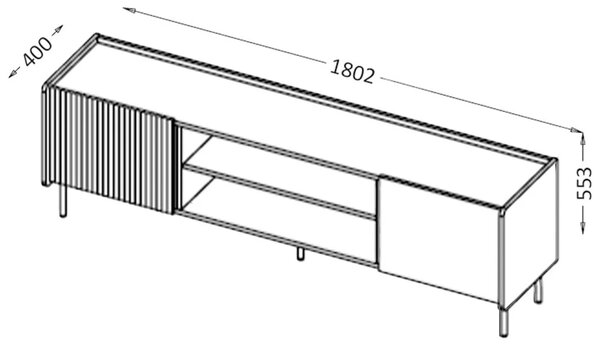 Komoda RTV 180 cm pod telewizor do salonu Prestigo P17 Czarna/Orzech/San Sebastian