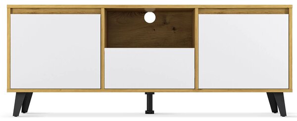 Szafka pod telewizor na nóżkach dąb artisan + biały W9-S07