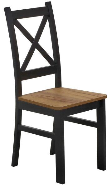 Zestaw 4x Krzesło krzyżak drewniane do jadalni Czarny/Dąb Craft
