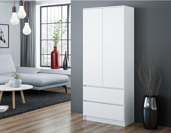 Biała szafa do sypialni z szufladami 180x90cm | Umeblowana.com