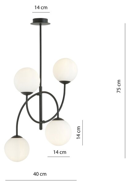Lampa sufitowa w stylu loft z mlecznymi kloszami D116 S5-D91