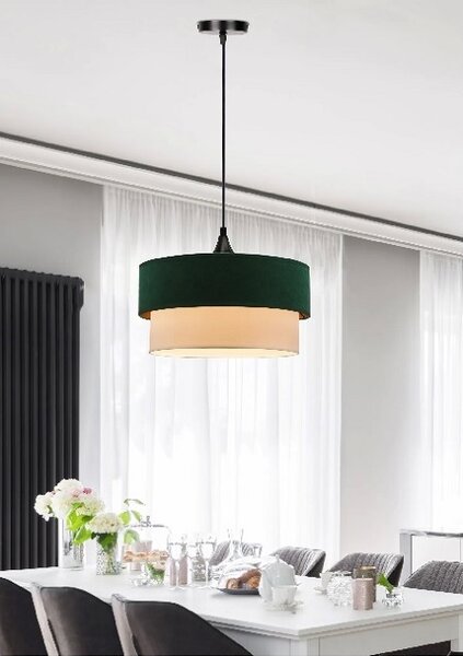 Elegancka zielona lampa wisząca z welurowym abażurem - 4X V156 A6-S48
