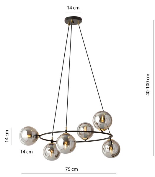 Nowoczesna lampa wisząca z grafitowymi kloszami - D109 K3-D13