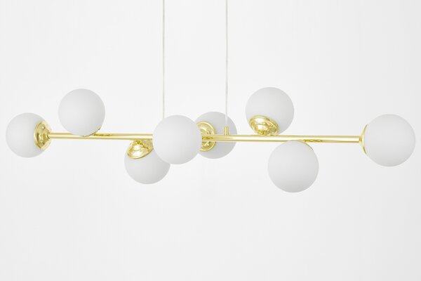 LAMPA WISZĄCA SUFITOWA ŻYRANDOL NOWOCZESNA ZŁOTO KLASYCZNE BIAŁE KULE FINO 8 LED