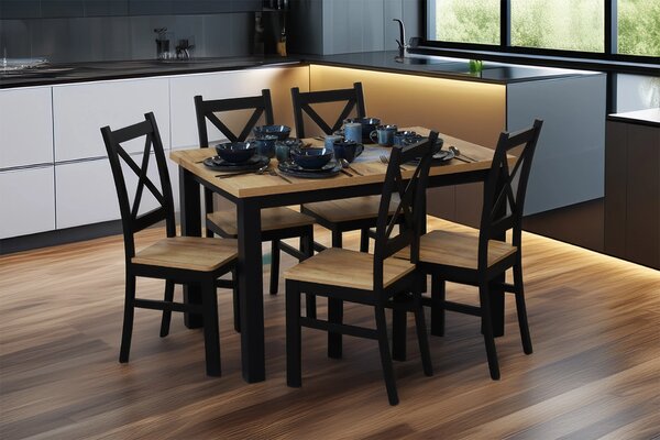 Stół do kuchni jadalni rozkładany LAP 150/190x80 Czarny/Dąb Craft