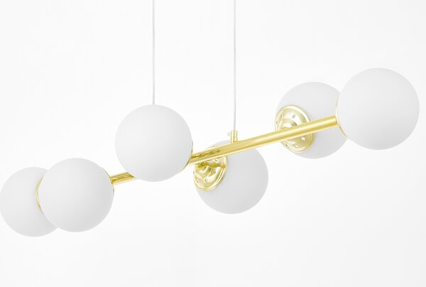 LAMPA WISZĄCA SUFITOWA NOWOCZESNA ZŁOTO KLASYCZNE BIAŁE KULE FINO 6 LED