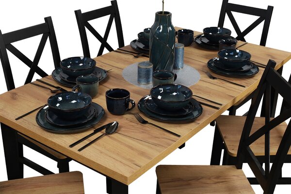 Stół do kuchni jadalni rozkładany LAP 150/190x80 Czarny/Dąb Craft