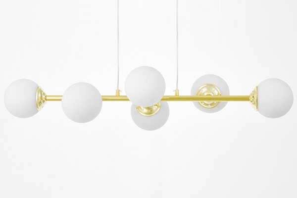 LAMPA WISZĄCA SUFITOWA NOWOCZESNA ZŁOTO KLASYCZNE BIAŁE KULE FINO 6 LED