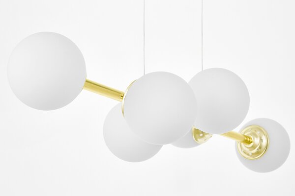 LAMPA WISZĄCA SUFITOWA NOWOCZESNA ZŁOTO KLASYCZNE BIAŁE KULE FINO 6 LED