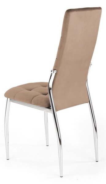 Beżowe krzesło do jadalni chrom glamour | Umeblowana.com