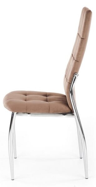 Beżowe krzesło do jadalni chrom glamour | Umeblowana.com