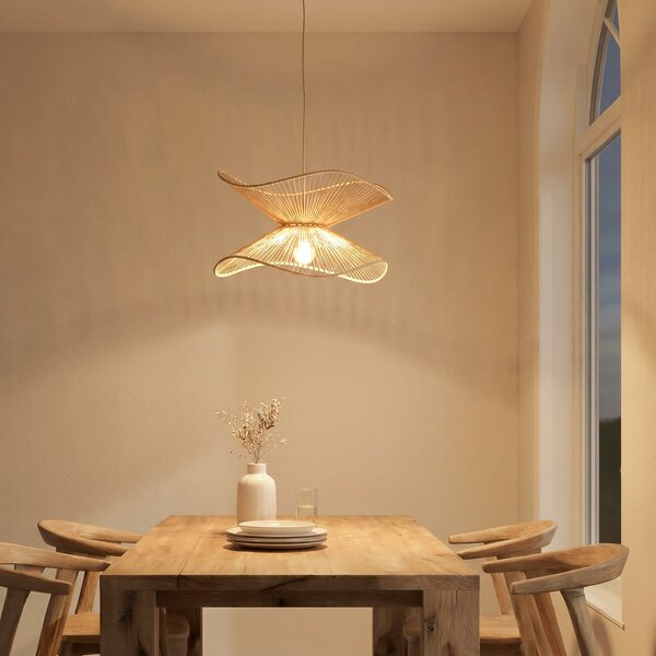 Lampa Wisząca Lindby, Valdorin, ściemnialny, beżowy, sypialnia, papier | karton, nowoczesny
