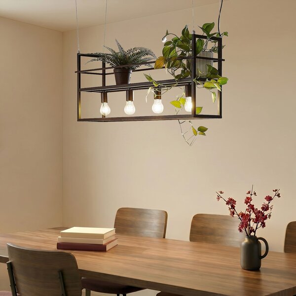 Lampa Wisząca Lindby, Grisela, ściemnialny, czarny, salon, metal, nowoczesny