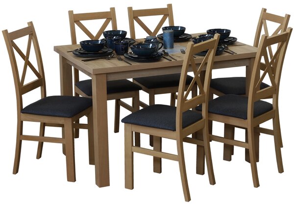 Komplet stół 120x80 Dąb Artisan z 6 krzesłami do kuchni Dąb Artisan/Grafit M011-6