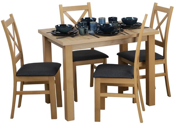 Komplet stół 100x70 z 4 krzesłami do kuchni M010-4 Dąb Artisan
