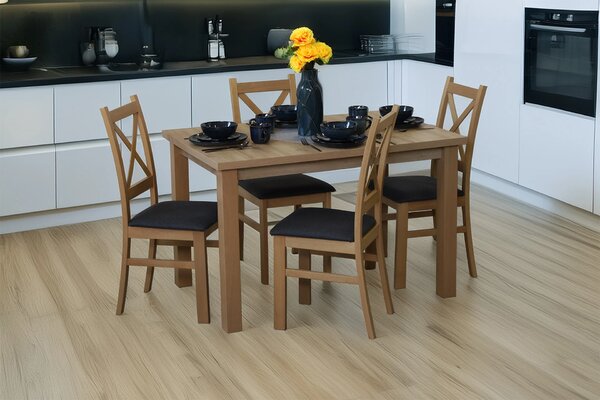 Komplet stół 120x80 Dąb Artisan z 4 krzesłami do kuchni Dąb Artisan/Grafit M011-4