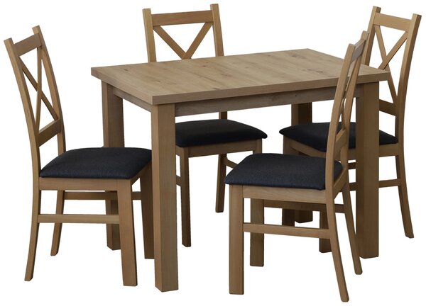 Komplet stół 100x70 z 4 krzesłami do kuchni M010-4 Dąb Artisan