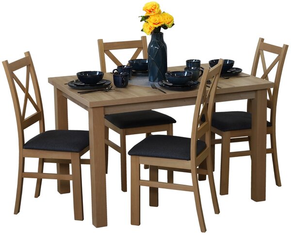 Komplet stół 120x80 Dąb Artisan z 4 krzesłami do kuchni Dąb Artisan/Grafit M011-4