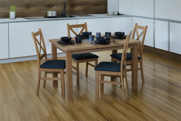 Zestaw stół 120x80 Dąb Artisan z 4 krzesłami do kuchni jadalni Dąb Artisan/Turkus M014-4