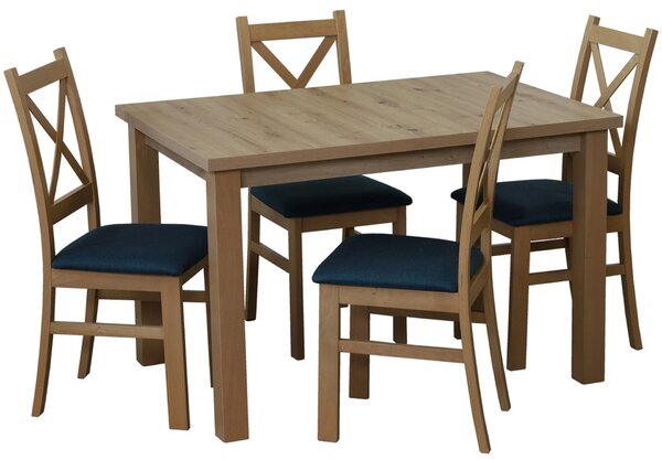 Zestaw stół 120x80 Dąb Artisan z 4 krzesłami do kuchni jadalni Dąb Artisan/Turkus M014-4