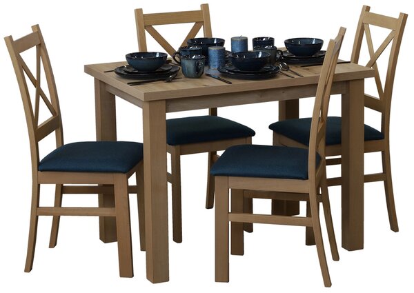 Zestaw stół 100x70 z 4 krzesłami do kuchni jadalni M013-4 Dąb Artisan