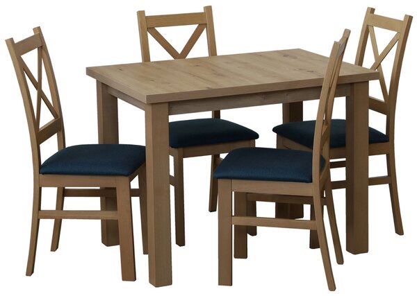 Zestaw stół 100x70 z 4 krzesłami do kuchni jadalni M013-4 Dąb Artisan