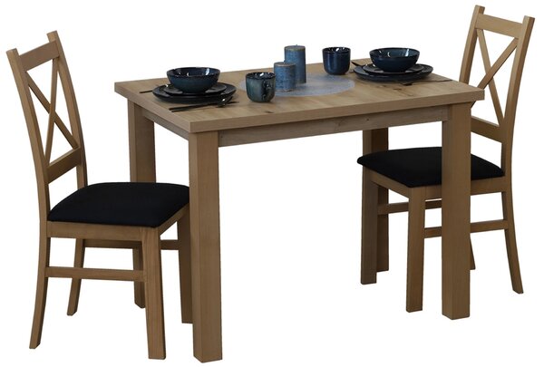 Komplet stół 100x70 Dąb Artisan z 2 krzesłami do kuchni jadalni Dąb Artisan/Czarny M016-2