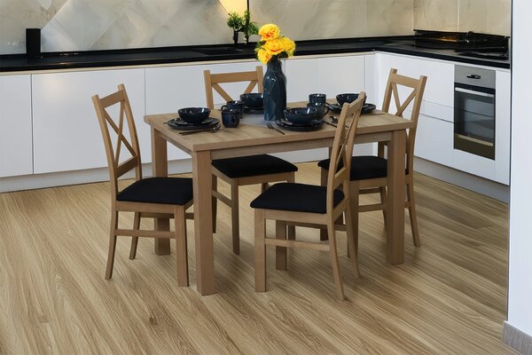Komplet 120x80 Dąb Artisan z 4 krzesłami do kuchni jadalni Dąb Artisan/Czarny M017-4