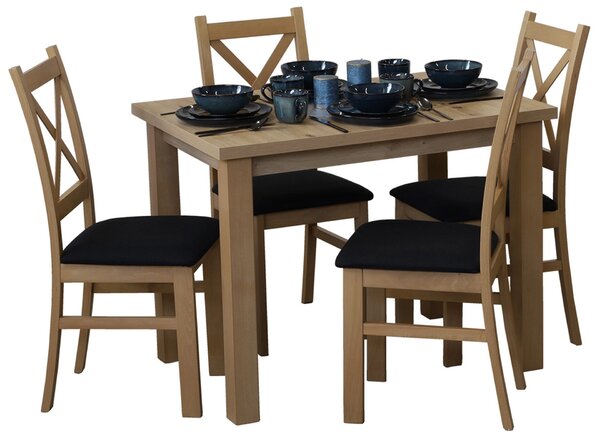Komplet stół 100x70 Dąb Artisan z 4 krzesłami do kuchni jadalni Dąb Artisan/Czarny M016-4
