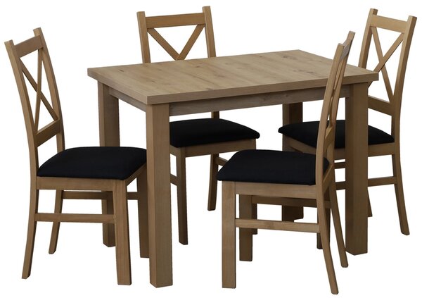 Komplet stół 100x70 Dąb Artisan z 4 krzesłami do kuchni jadalni Dąb Artisan/Czarny M016-4