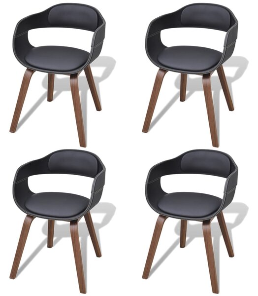 Krzesła stołowe, 4 szt., czarne, gięte drewno i sztuczna skóra