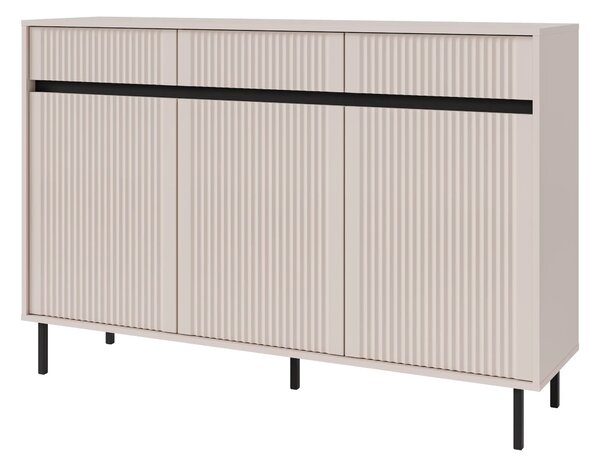 Komoda z ryflowanym frontem Yukashi 3F3S T833 beżowa