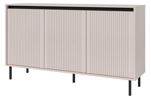 Komoda z ryflowanym frontem Yukashi 3F T813 beżowa