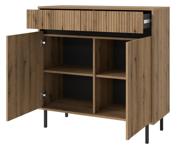 Komoda z ryflowanym frontem Yukashi 2F2S T822 dąb evoke
