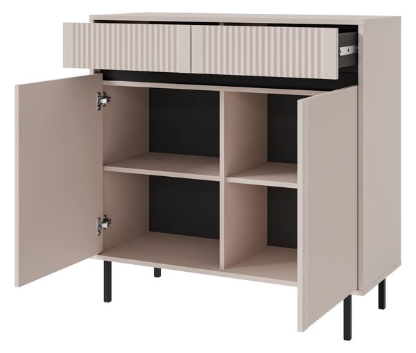 Komoda z ryflowanym frontem Yukashi 2F2S T822 beżowa