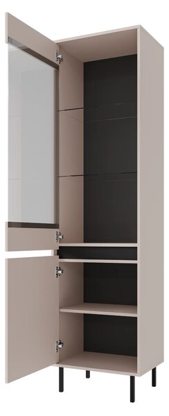 Witryna z ryflowanym frontem Yukashi 2F T101 beżowa