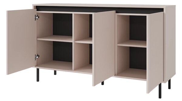 Komoda z ryflowanym frontem Yukashi 3F T813 beżowa