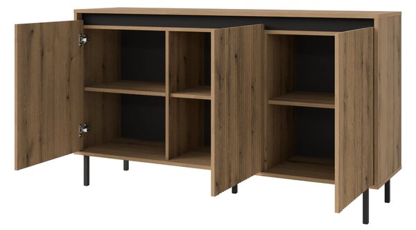 Komoda z ryflowanym frontem Yukashi 3F T813 dąb evoke