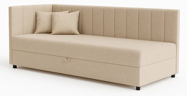 Tapczan łóżko jednoosobowe z pojemnikiem do salonu Sofaro 80x180 Beżowy