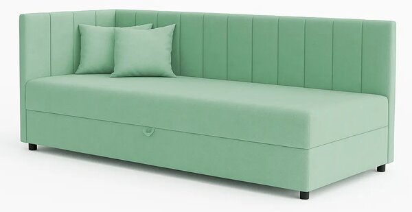 Tapczan łóżko jednoosobowe z pojemnikiem do salonu Sofaro 80x180 Miętowe
