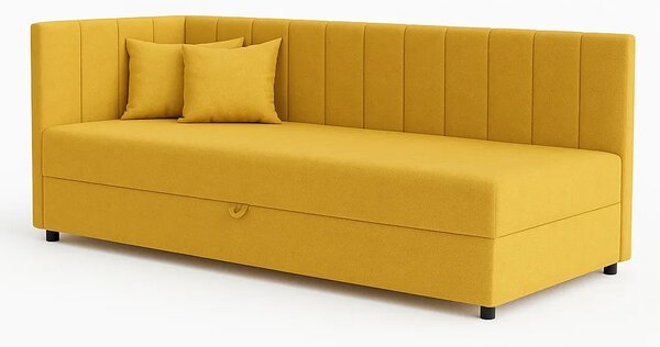Tapczan łóżko jednoosobowe z pojemnikiem do salonu Sofaro 80x180 Musztarda