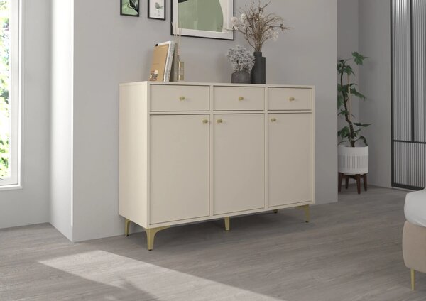Komoda z szufladami do salonu Sakai 1 3F 3S T827 Beżowy