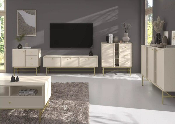 Komoda z szufladami do salonu Sakai 3 1F 3S T814 Beżowy