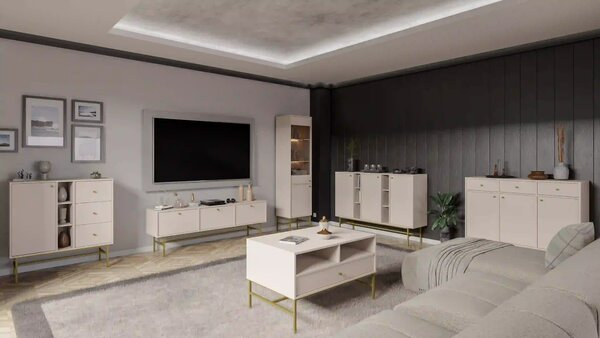 Komoda z szufladami do salonu Sakai 3 1F 3S T824 Beżowy